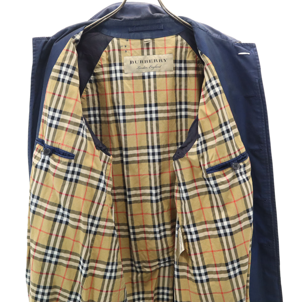 BURBERRY Made in Italy Bal Collar Coat Navy Size 50