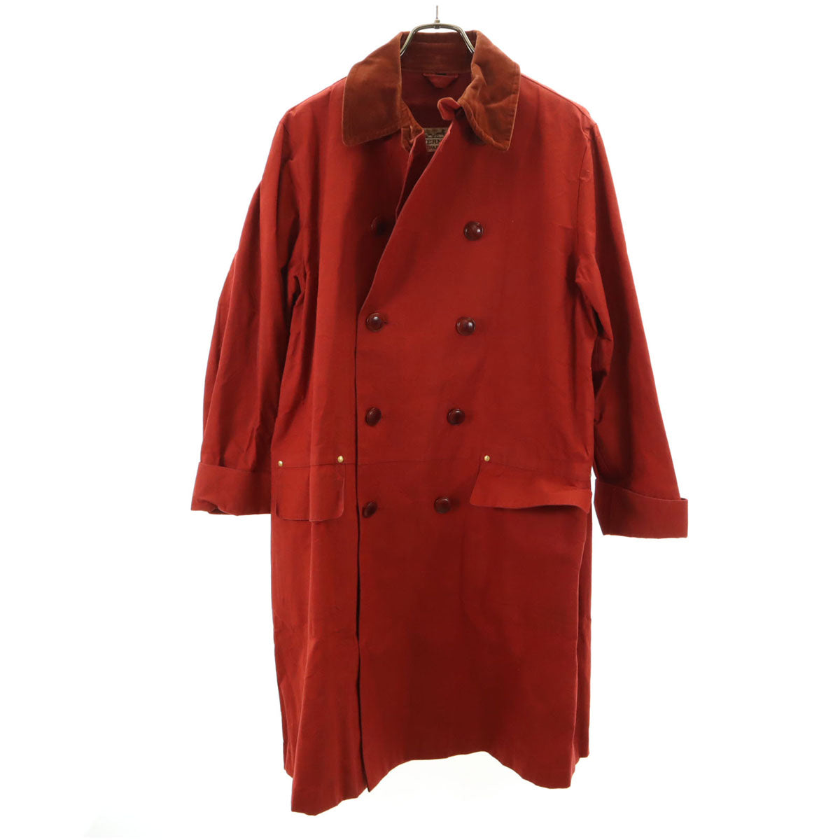 HERMES 80s Vintage Ulster Coat Red Size L