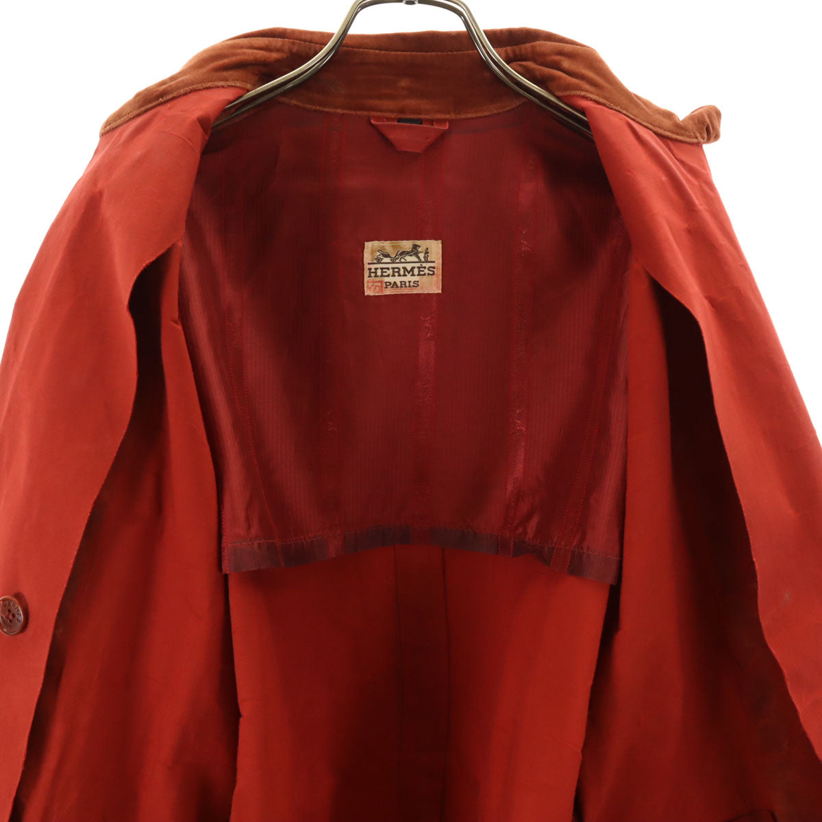 HERMES 80s Vintage Ulster Coat Red Size L