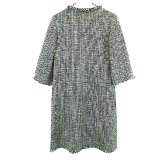 Rene Japanese Tweed Short Sleeve Dress Green Size 36