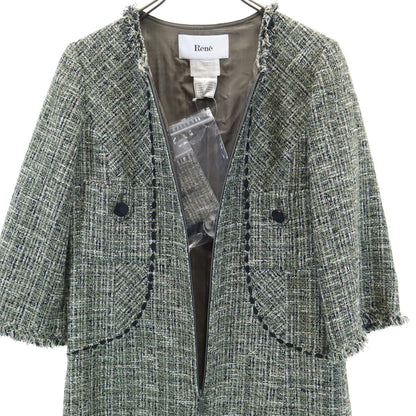 Rene Japanese Tweed Short Sleeve Dress Green Size 36