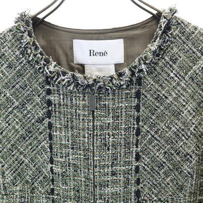 Rene Japanese Tweed Short Sleeve Dress Green Size 36