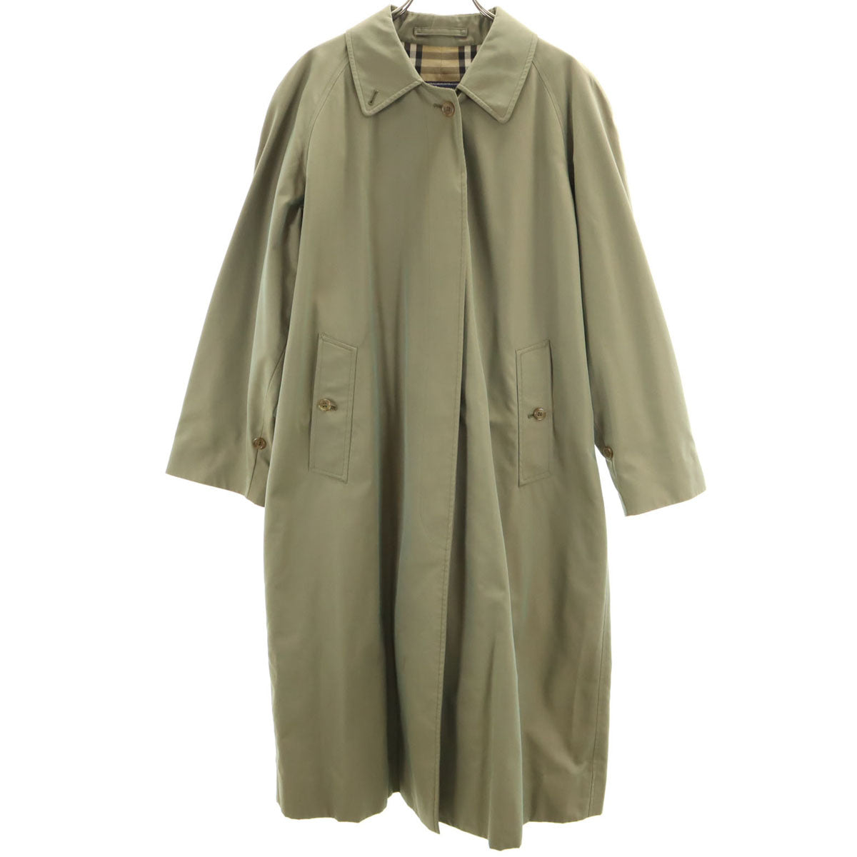 Burberrys 80s 90s Nova Check Coat Khaki