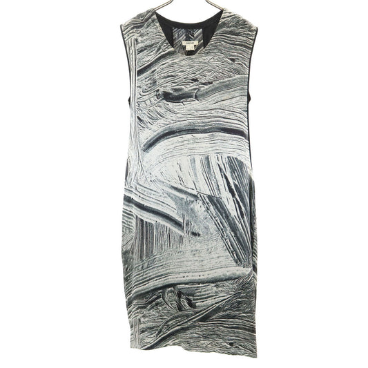 HELMUT LANG Silk All-Over Print Black Dress Size S