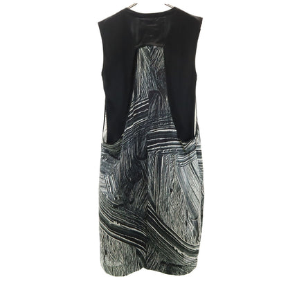 HELMUT LANG Silk All-Over Print Black Dress Size S