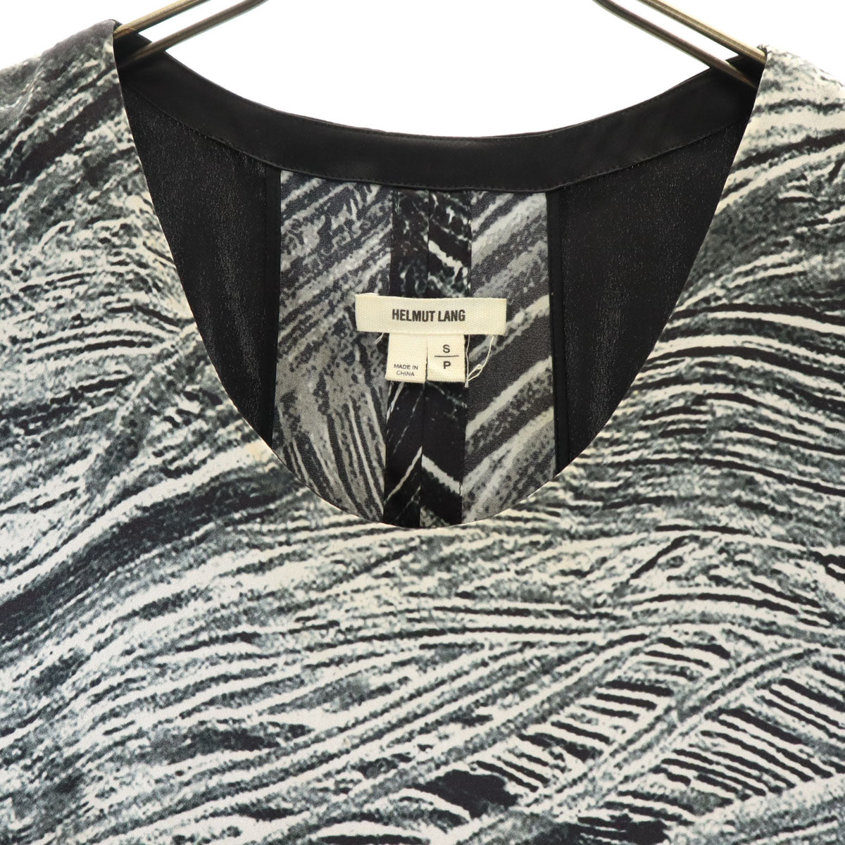HELMUT LANG Silk All-Over Print Black Dress Size S