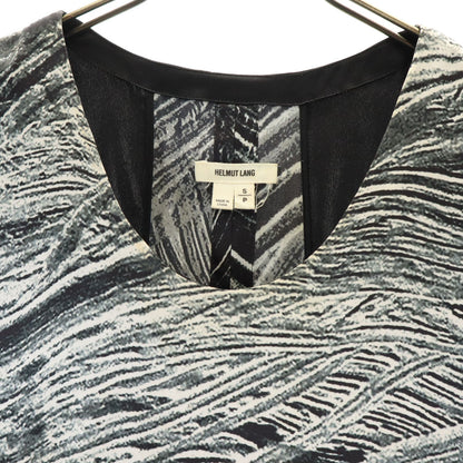 HELMUT LANG Silk All-Over Print Black Dress Size S