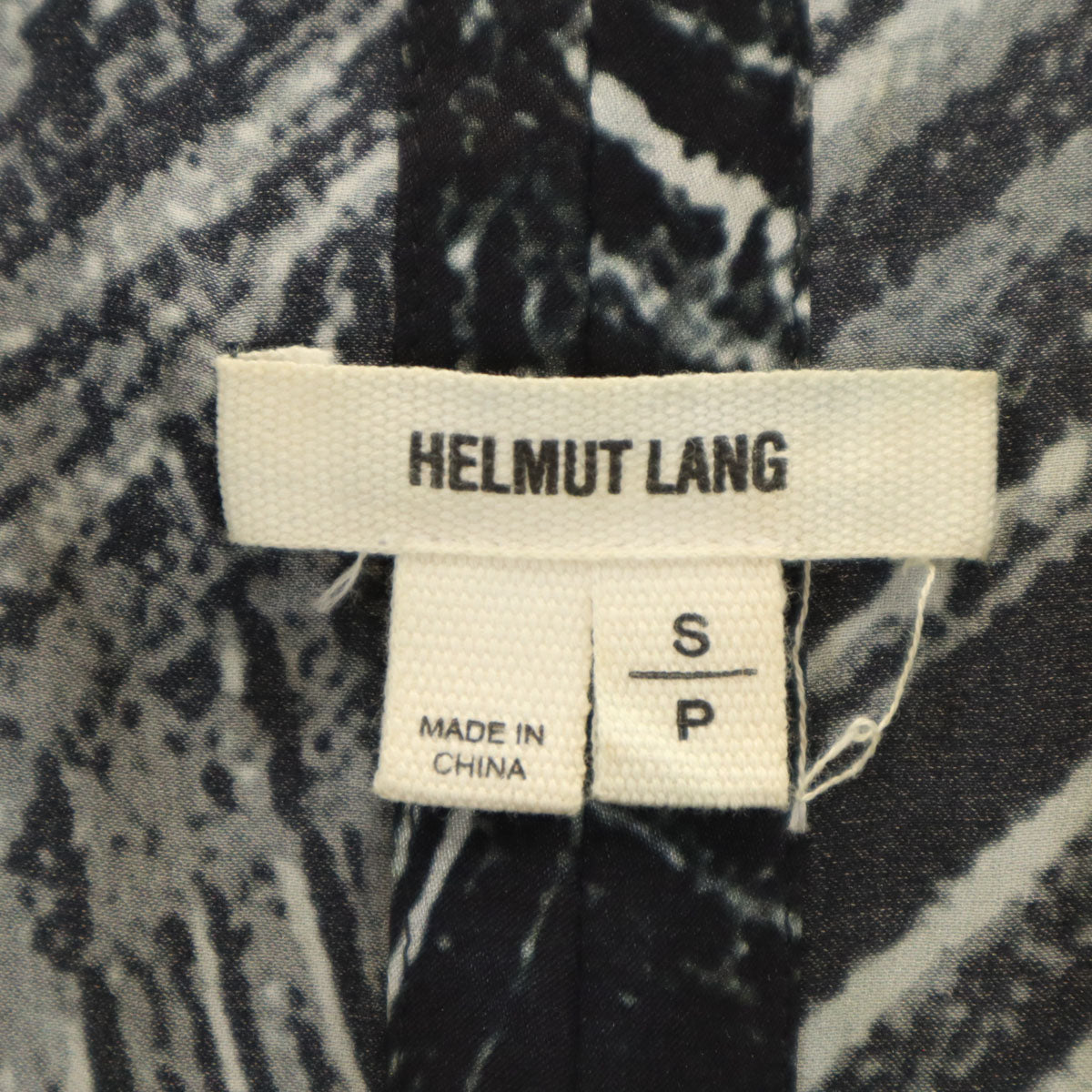 HELMUT LANG Silk All-Over Print Black Dress Size S