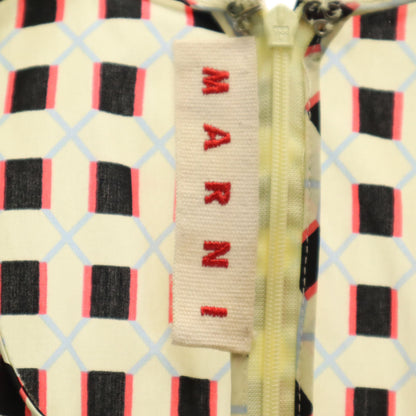 MARNI Italian Patterned Sleeveless Midi Dress Yellow Size 38