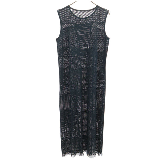 PLEATS PLEASE Navy Sleeveless A-POC Mesh Dress Size JP 3