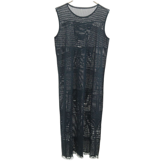 PLEATS PLEASE Navy Sleeveless A-POC Mesh Dress Size JP 3