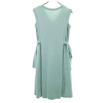 FOXEY Sleeveless V-Neck Side Ribbon Knit Dress Green Size 38