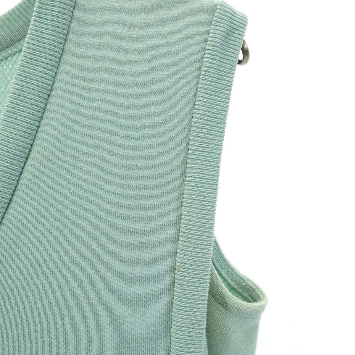 FOXEY Sleeveless V-Neck Side Ribbon Knit Dress Green Size 38
