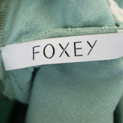 FOXEY Sleeveless V-Neck Side Ribbon Knit Dress Green Size 38