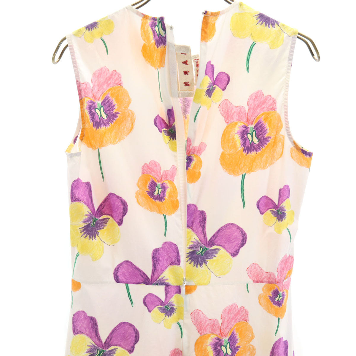 MARNI Floral Sleeveless Midi Dress White Size 38