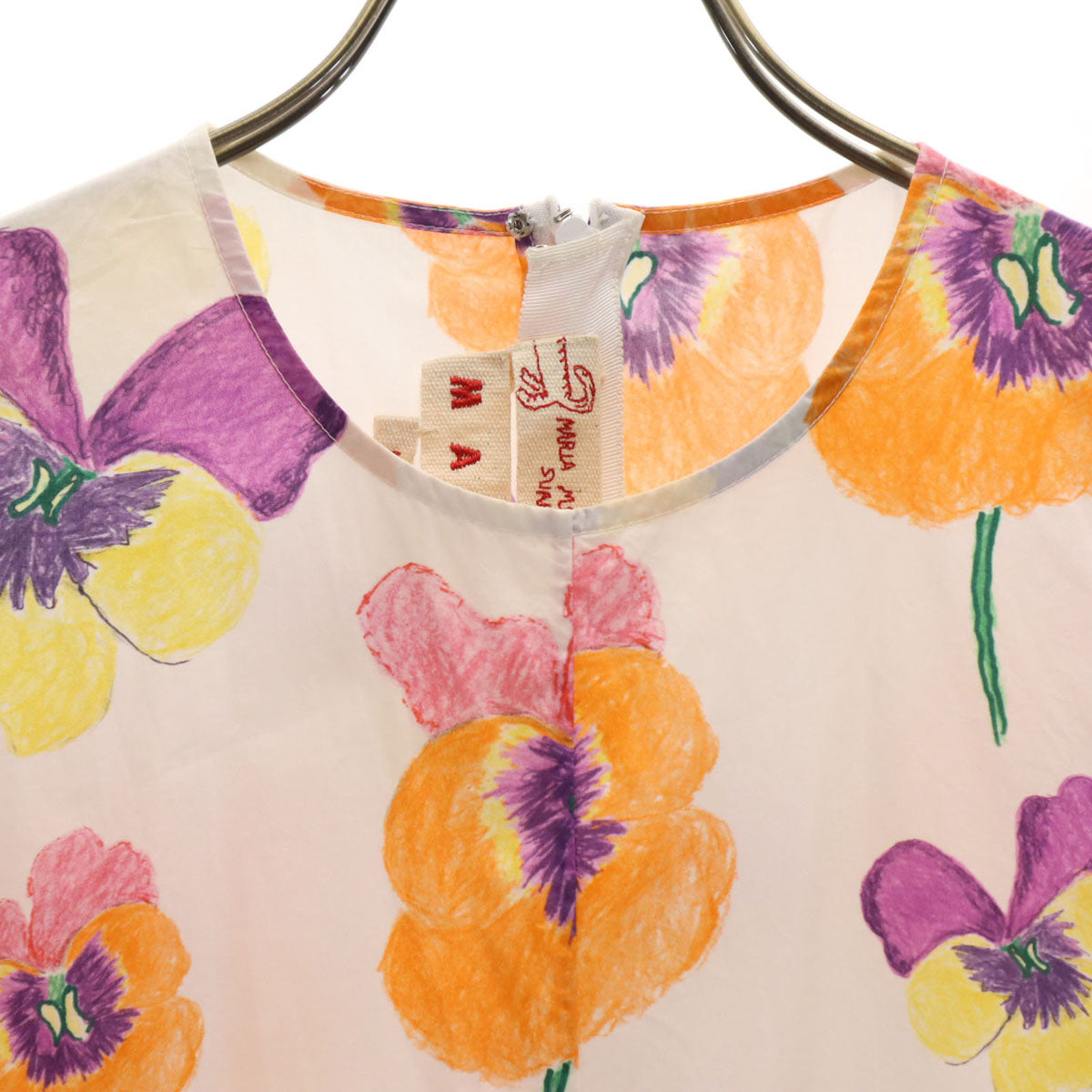 MARNI Floral Sleeveless Midi Dress White Size 38