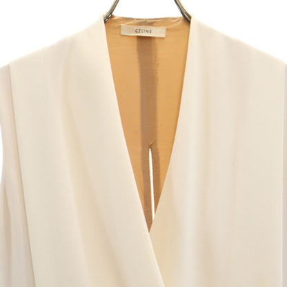 CELINE French Cache-Coeur Long Vest Ivory Size 38