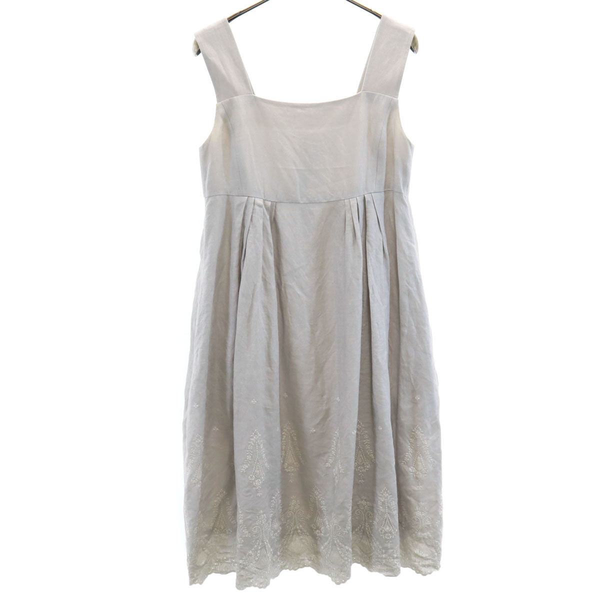FOXEY Linen Lace Embroidered Camisole Dress Gray Size 38