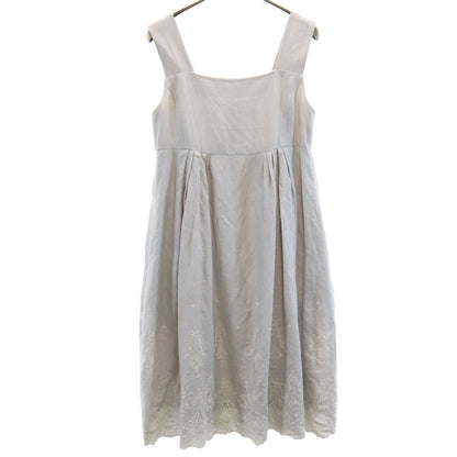 FOXEY Linen Lace Embroidered Camisole Dress Gray Size 38