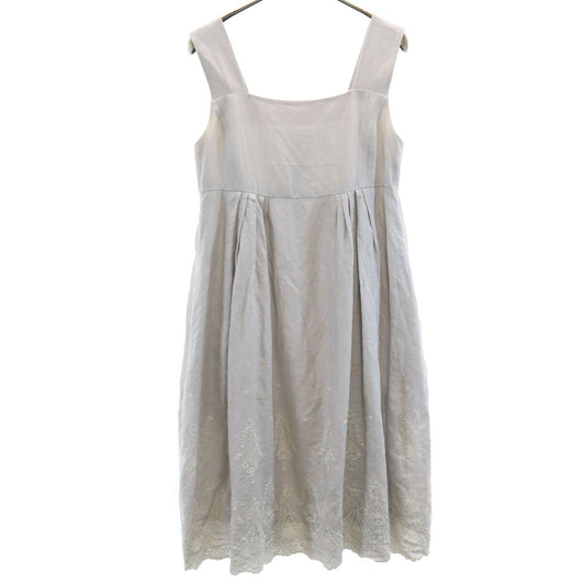 FOXEY Linen Lace Embroidered Camisole Dress Gray Size 38