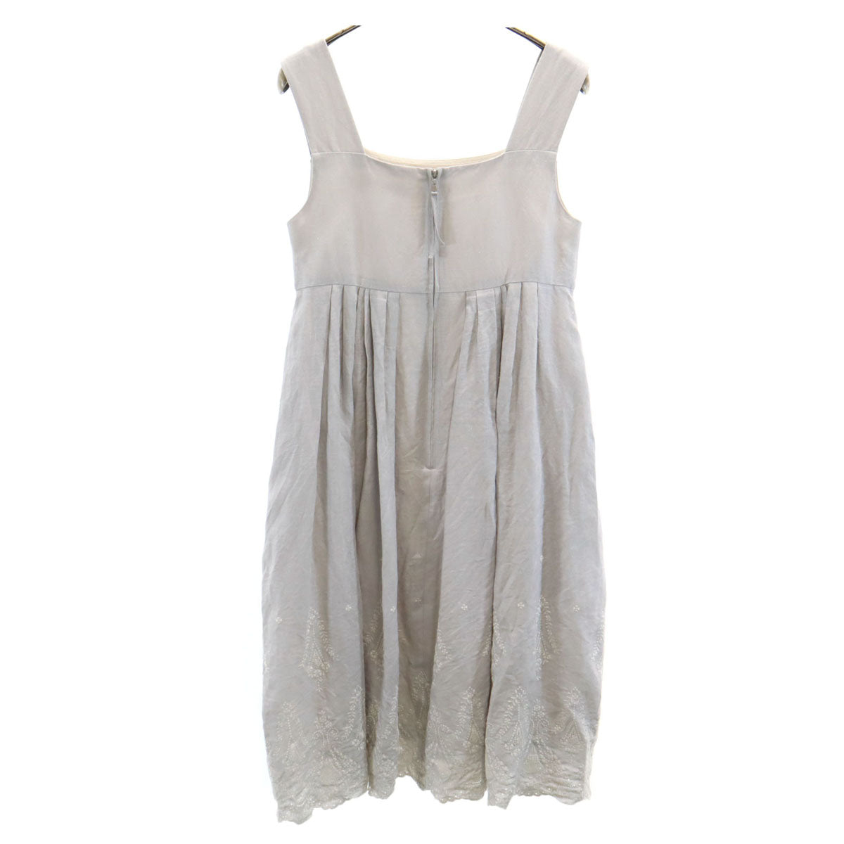FOXEY Linen Lace Embroidered Camisole Dress Gray Size 38