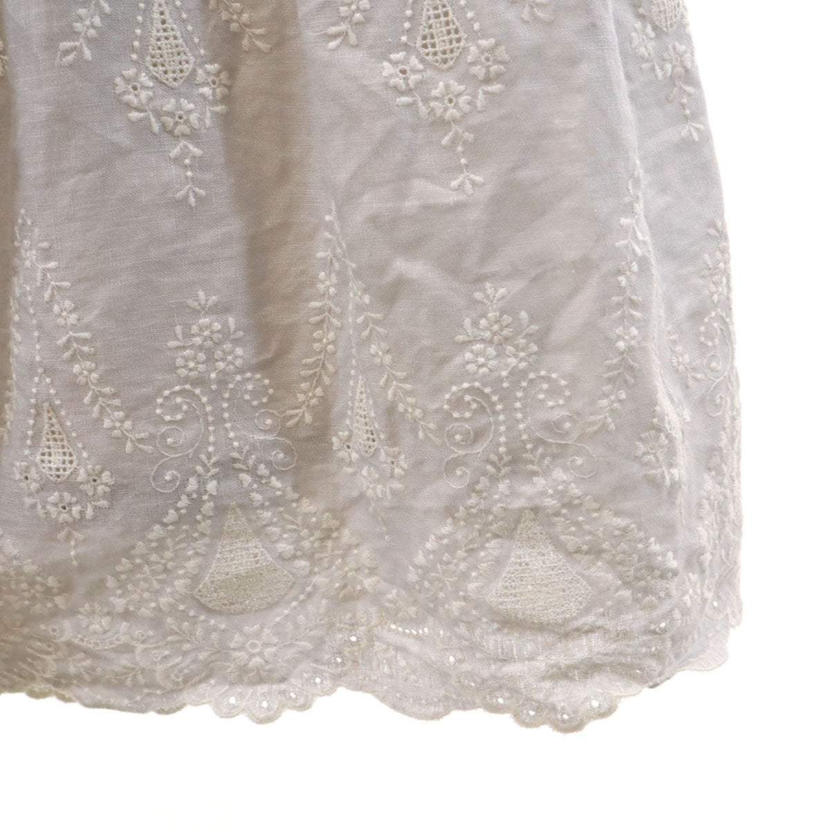 FOXEY Linen Lace Embroidered Camisole Dress Gray Size 38