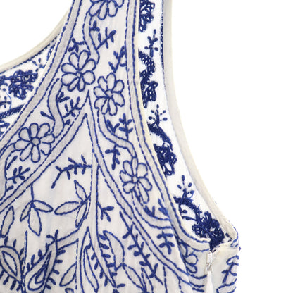 PRADA Leaf Embroidery Sleeveless Mini Dress White Size 38