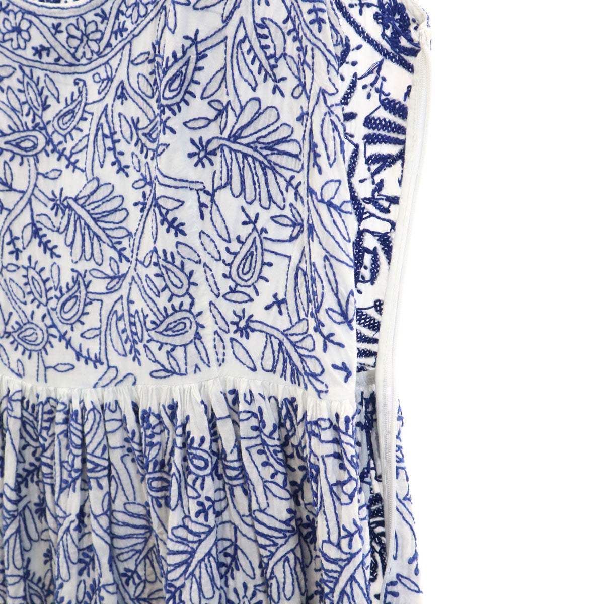 PRADA Leaf Embroidery Sleeveless Mini Dress White Size 38