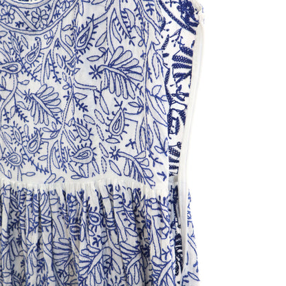 PRADA Leaf Embroidery Sleeveless Mini Dress White Size 38