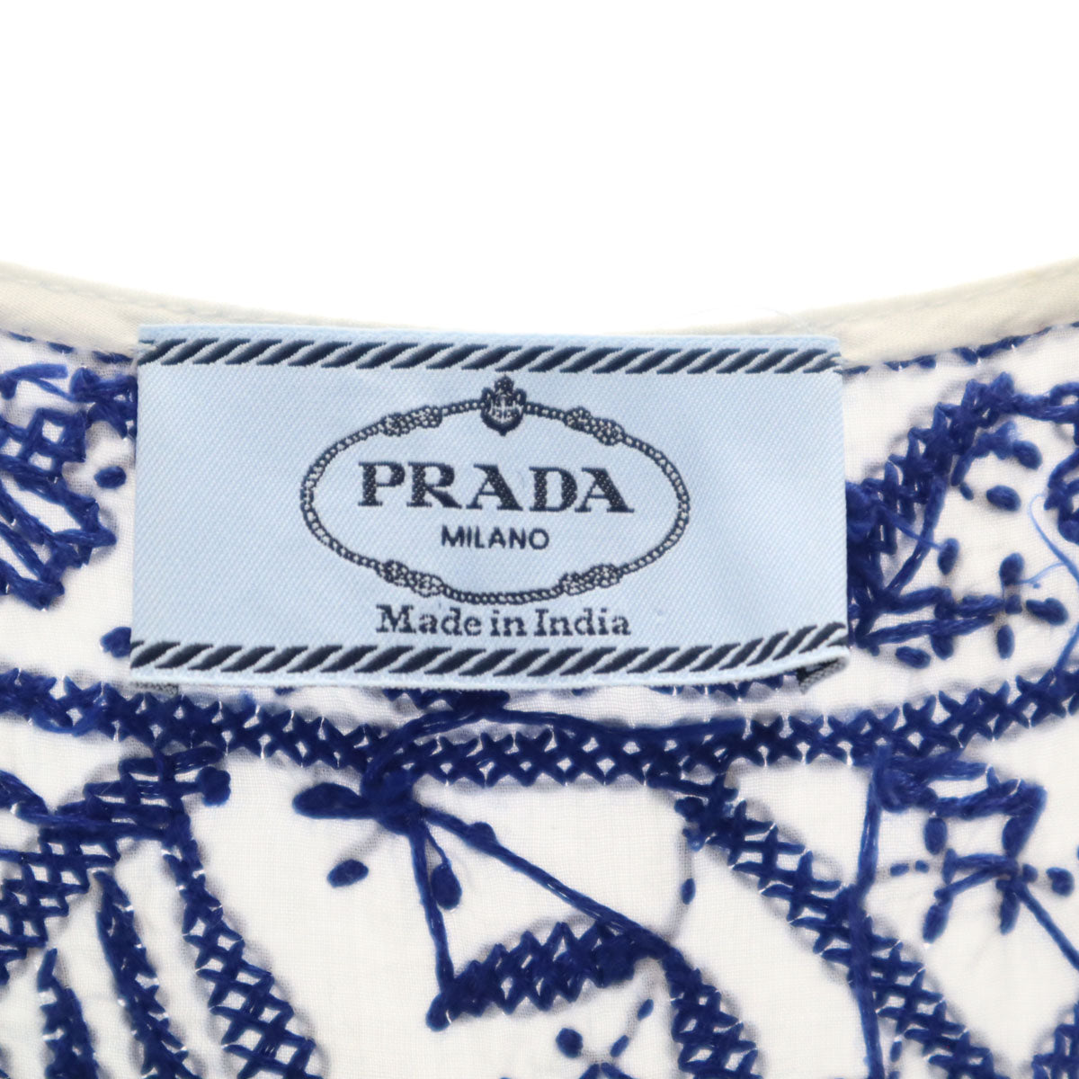 PRADA Leaf Embroidery Sleeveless Mini Dress White Size 38