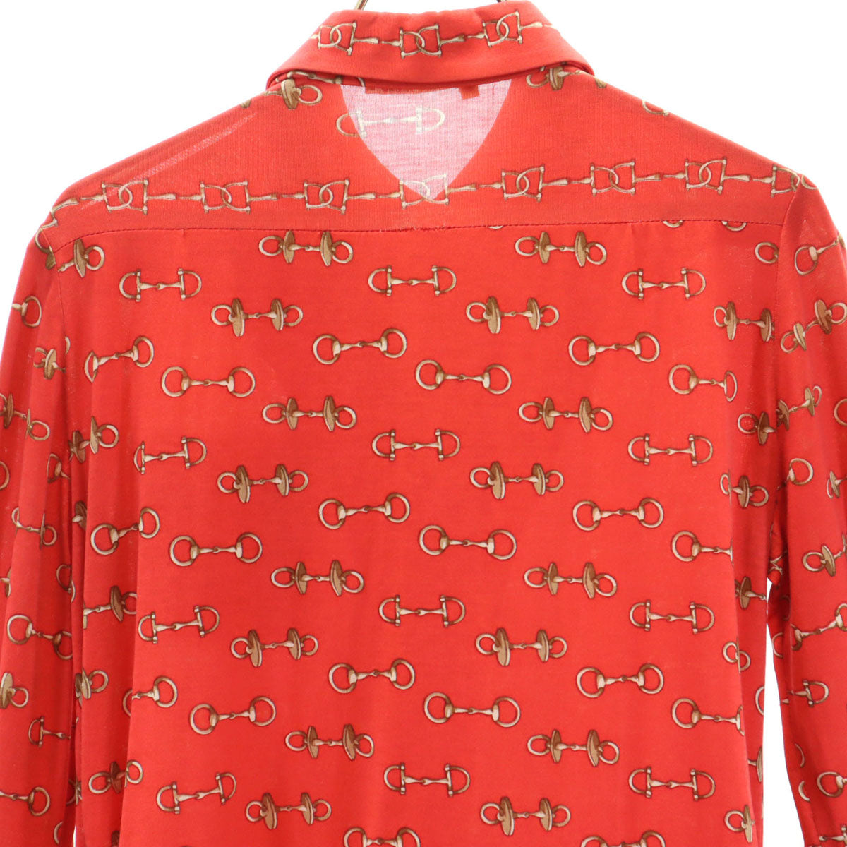HERMES 80s French Vintage Patterned Shirt Dress Red Size 38