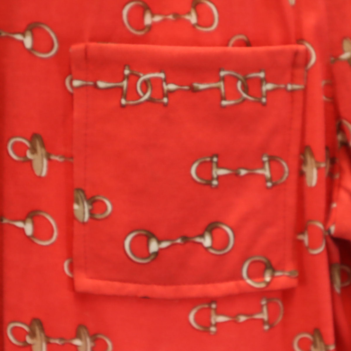 HERMES 80s French Vintage Patterned Shirt Dress Red Size 38