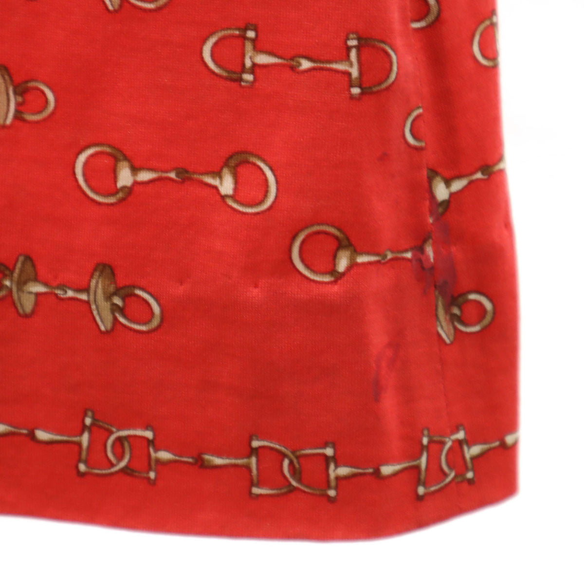 HERMES 80s French Vintage Patterned Shirt Dress Red Size 38
