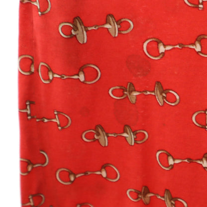 HERMES 80s French Vintage Patterned Shirt Dress Red Size 38