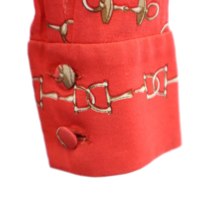 HERMES 80s French Vintage Patterned Shirt Dress Red Size 38