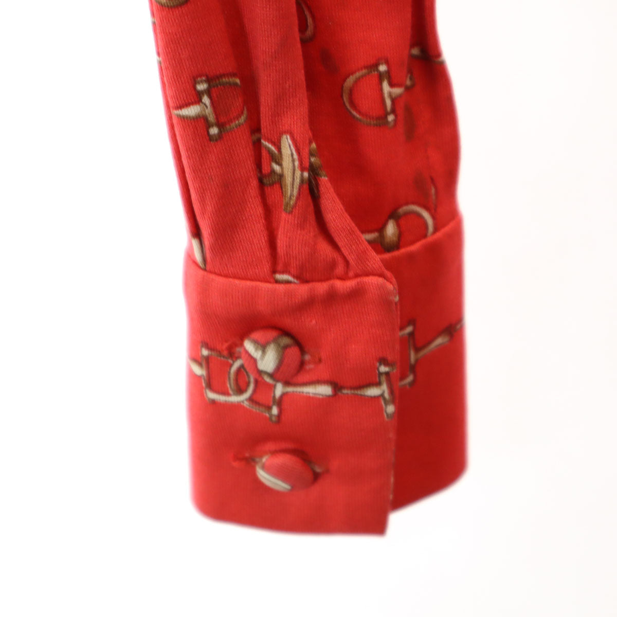 HERMES 80s French Vintage Patterned Shirt Dress Red Size 38