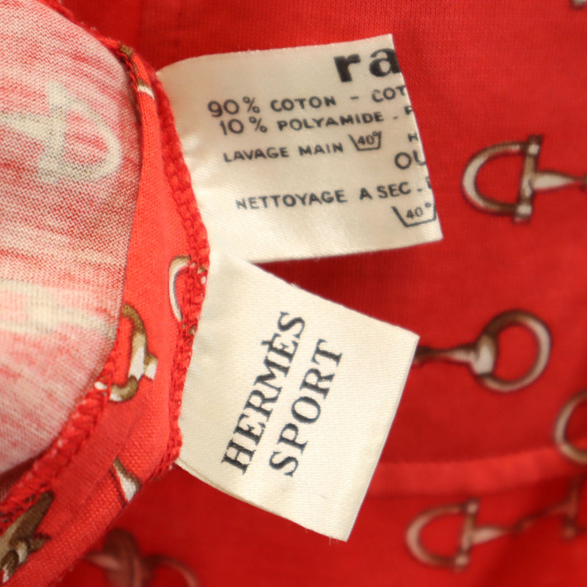 HERMES 80s French Vintage Patterned Shirt Dress Red Size 38