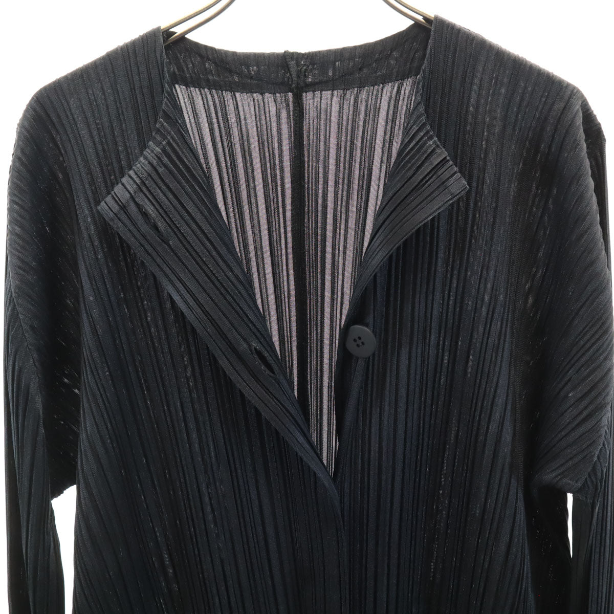 PLEATS PLEASE Pleated Long Cardigan Black Size 2