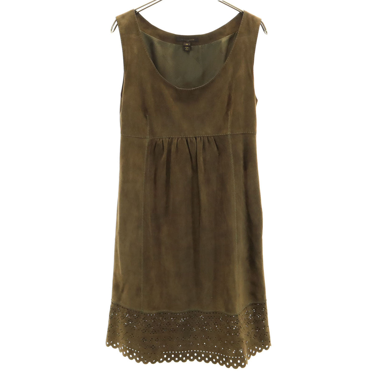 LOUIS VUITTON Italian Sleeveless Suede Dress Brown Size 38