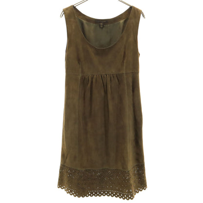 LOUIS VUITTON Italian Sleeveless Suede Dress Brown Size 38