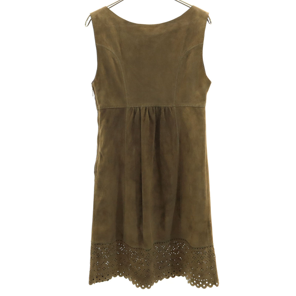 LOUIS VUITTON Italian Sleeveless Suede Dress Brown Size 38