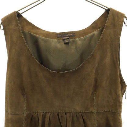 LOUIS VUITTON Italian Sleeveless Suede Dress Brown Size 38