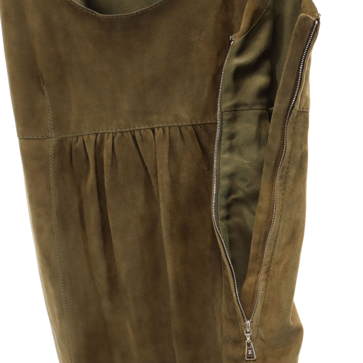 LOUIS VUITTON Italian Sleeveless Suede Dress Brown Size 38