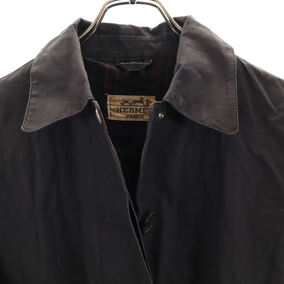 HERMES Scotland Balmacaan Coat Brown Size M