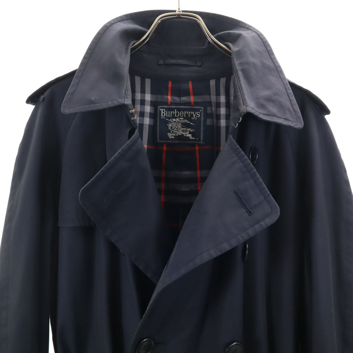 Burberrys 90s Vintage Trench Coat Navy Blue