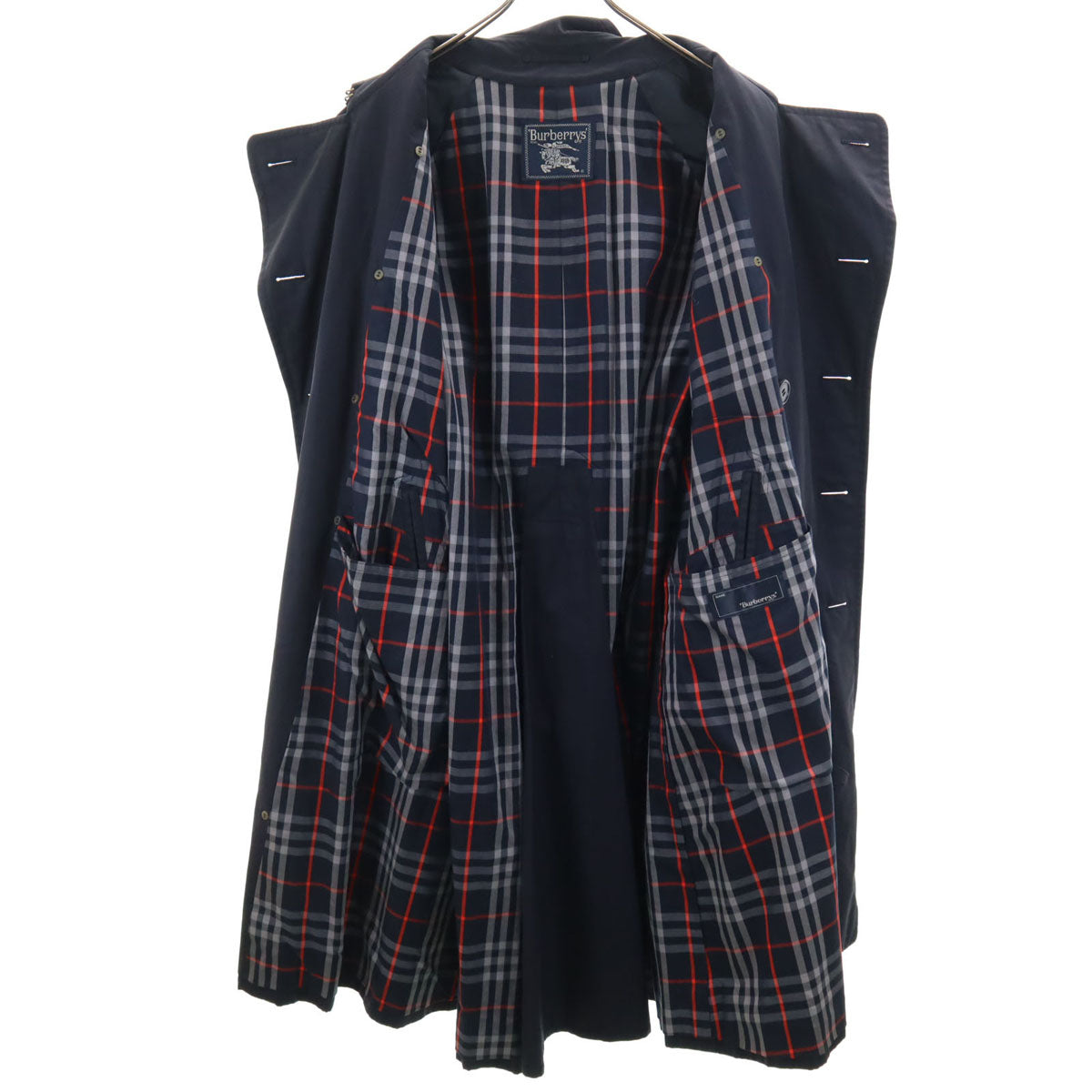 Burberrys 90s Vintage Trench Coat Navy Blue