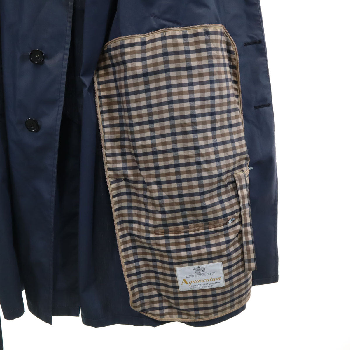 Aquascutum 80s England Made Packable Coat Navy Size 36