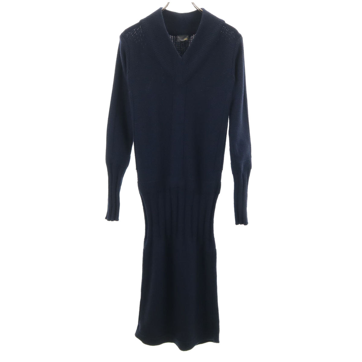 FENDI Long Sleeve Knit Midi Dress Navy Size 40