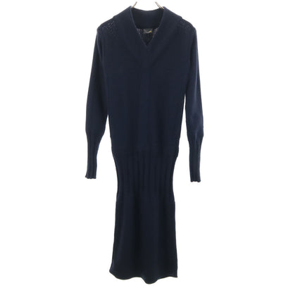 FENDI Long Sleeve Knit Midi Dress Navy Size 40