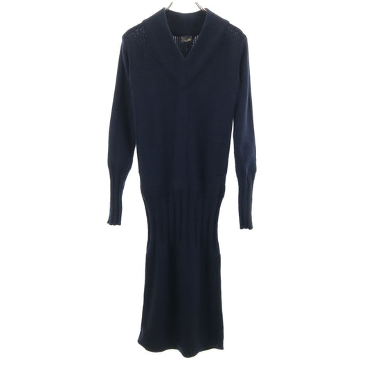 FENDI Long Sleeve Knit Midi Dress Navy Size 40